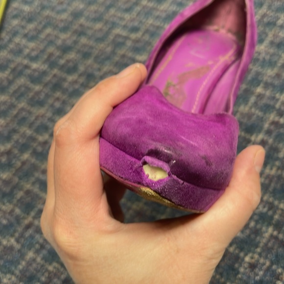 Preloved Saint Laurent Paris Purple Suede Janis Platform Pumps Size 39 - Picture 17 of 17